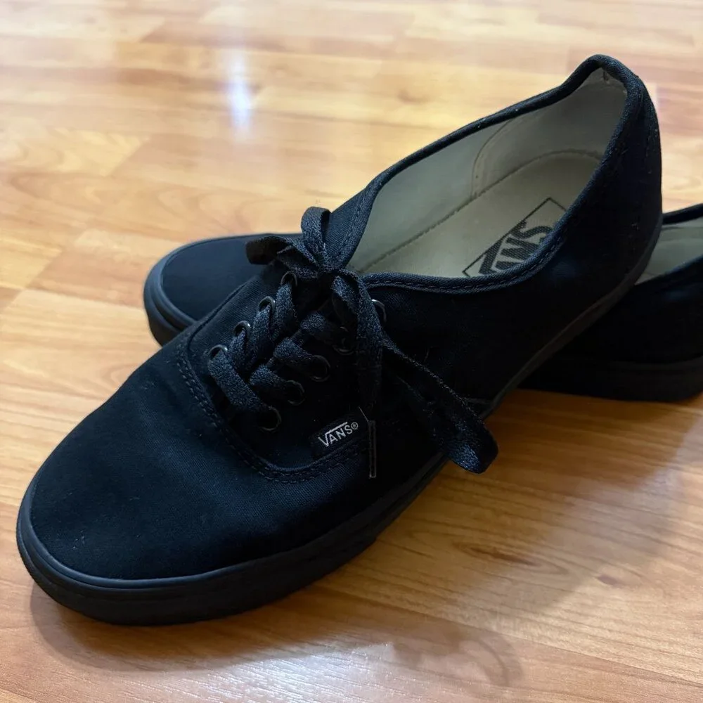 Vans Authentic Sanitized Black Canvas Lace-Up‎ Sneakers Mens 9 / Womens 10.5